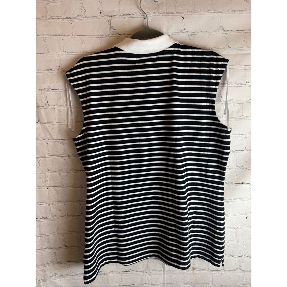 Lauren Ralph Lauren Black & White Striped Sleeveless Polo Top XL - Picture 9 of 9